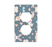 Phayah Cartoon Cute Bunny Pattern Duplex Receptacle Outlet Wall Plate Standard Size Polycarbonate Thermoplastic Dual Plug Covers