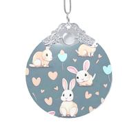 Phayah Cartoon Cute Bunny Patternglass Ornament Christmas Holidays Creative Tree Home Decoration Silver Metal Buckle