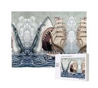 Phayah Cartoon Fish Eating Ship In Ocean Sea Pattern Puzzle Unique Jigsaw Wall Art Picture For Home Decoration 500 Pcs
