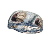 PHAYAH Cartoon Fish Eating Ship in Ocean Sea pattern Sports headband suitable for running yoga basketball elastic moisture band