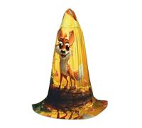 PHAYAH Cartoon Happy Fox Pattern Hooded Cloak Cape Witch Halloween Costumes For Cosplay Costume Masquerade Women Men Robe M