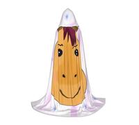 PHAYAH Cartoon Horse Head Pattern Halloween Adult Hooded Robe Cape, Women'S Men'S Halloween Dress Up Party Cosplay Costumes, Black, S