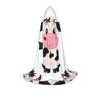 PHAYAH Cartoon Milk Cow Pattern Hooded Poncho Unisex Christmas Hoodie For Cosplay Halloween Costume Party Masquerade M