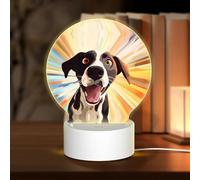 PHAYAH Cartoon Rainbow Dog Pattern Night Light Round Led Ligh Base with USB Cable Adjustable 3 Colors for Adults Child Room Bedroom