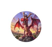 Phayah Cartoon Red Dragon Pattern Lavender Scent Car Air Freshener Round Shape Card Hanging Hanging Scented Card 4 Pcs For Cars Closet Drawer