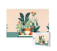 Phayah Cartoon Small Green Plant Puzzles For Adults 300 Pieces For Home Decor Children'S Intelligence Development Toys 15.7 X 11"