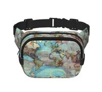 Phayah Cartoon World Map Pattern Fanny Waist Packs For Men Women, Waist Bag Hip Pack For Travel Hiking Running Outdoor Sports