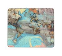PHAYAH Cartoon World Map Pattern Mouse Pad with Anti-Fray Stitching with Non-Slip Rubber Base, Gaming Mouse Mat for Laptop, Office & Home 7.9 X 9.5 in