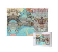 Phayah Cartoon World Map Puzzles 1000 Piece for Jigsaw Puzzle Wooden Puzzle Forfamily Friend Home Decor Wall Art 29.5 X 19.7 in