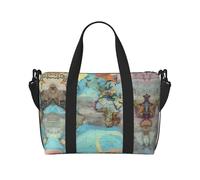 Phayah Cartoon World Map Travel Duffel Bag,Sports Tote Gym Bag,Shoulder Weekender Overnight Bag For Women, Black, One Size, Black, One Size