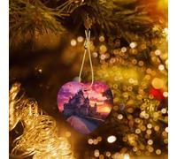 Phayah Castle At Sunset Pattern Christmas Tree Decoration Heart Ceramics Ornaments Suitable For New Year Home For Gatherings