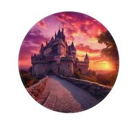 PHAYAH Castle At Sunset Pattern Round Gaming Mouse Pad Non-Slip Rubber Base Mouse Mat With Stitched Edge 7.9 X 7.9 In For Laptop Computer