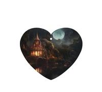 Phayah Castle In The Forest Pattern Lavender Scent Car Air Freshener Heart Shape Card Hanging Hanging Scented Card 6 Pcs For Cars Closet Drawer