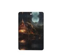 Phayah Castle In The Forest Pattern Lavender Scent Car Air Freshener Rectangle Card Hanging Hanging Scented Card 4 Pcs For Cars Closet Drawer