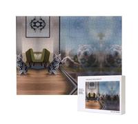 Phayah Cat And Reflection Tiger Animal Jigsaw Puzzles For Adults 500 Pieces.Home Decor Birthday Party For Men Women 20.4 X 15"