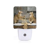 Phayah Cat Battle Pattern Night Light Lamp with Dusk to Dawn Sensor Led Lamp for Corridors Bedrooms Children's Rooms Stairs