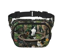 Phayah Cat By Flower Tank Waist Pack Bag,Fanny Pack For Men,Women, Workout Traveling Casual Running Hiking Cycling, Bum Bag