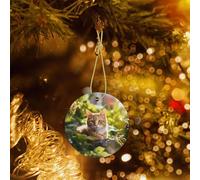 Phayah Cat In The Garden Pattern Christmas Tree Decoration Round Ceramics Ornaments Suitable For New Year Home For Gatherings