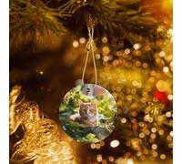 Phayah Cat In The Garden Pattern Christmas Tree Decoration Round Ceramics Ornaments Suitable For New Year Home For Gatherings