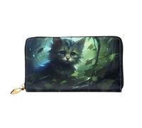 PHAYAH Cat In The Vine Pattern Women'S Wallet Long Clutch Zip Around Travel Leather Purse Large Capacity Credit Card Holder