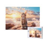 Phayah Cat Looking for The Sky Pattern Puzzle Unique Jigsaw Wall Art Picture for Home Decoration 1000 Pcs