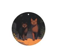 Phayah Cat Out Of The Shadows Pattern Lavender Scent Car Air Freshener Round Shape Card Hanging Hanging Scented Card 6 Pcs For Cars Closet Drawer