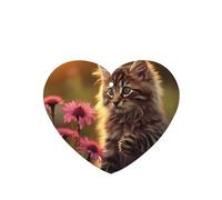 Phayah Cat Touching Flowers Pattern Lavender Scent Car Air Freshener Heart Shape Card Hanging Hanging Scented Card 4 Pcs For Cars Closet Drawer