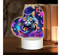 Phayah Cat with Bright Smoke Pattern 3D Led Light Lamp USB Cable Adjustable 3 Modes Base Show Stand for Christmas Room Restaurant Bar Shop