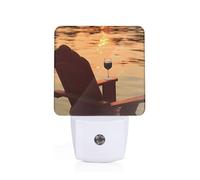 PHAYAH Chair and Wine at Sunset Lake Pattern Plug-in Night Light Led Light Dusk to Dawn Sensor for Corridors Bedrooms Children's Rooms Stairs