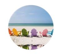 PHAYAH Chairs Beside The Blue Sea Sky Pattern Round Mouse Pad For Desk Wireless Mouse Laptop Gaming Computer Travel Work Office Supplies 7.9 X 7.9 In