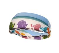 PHAYAH Chairs Beside The Blue Sea Sky pattern Sports headband suitable for running yoga basketball elastic moisture band