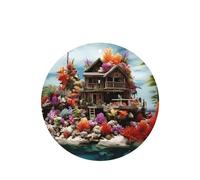 Phayah Chalet By The Sea Pattern Lavender Scent Car Air Freshener Round Shape Card Hanging Hanging Scented Card 6 Pcs For Cars Closet Drawer