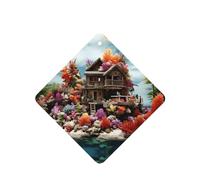 Phayah Chalet By The Sea Pattern Lavender Scent Car Air Freshener Square Card Hanging Hanging Scented Card 6 Pcs For Cars Closet Drawer