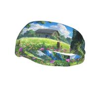 Phayah Chalet In The Grassland Pattern Women Men Athletic Sweatbands Hair Bands For Yoga Running Moisture Elastic Sweat Wicking Head Band