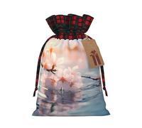 PHAYAH Cherry Blossoms In Full Bloom Christmas Gift Bag Drawstring Gift Bag For Birthdays, Anniversaries And Parties, Candy And Storage Bags