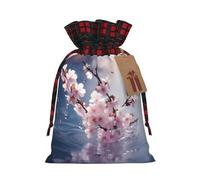 PHAYAH Cherry Blossoms In The Water Christmas Gift Bag Drawstring Gift Bag For Birthdays, Anniversaries And Parties, Candy And Storage Bags