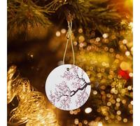 Phayah Cherry Blossoms Tree Pattern Hristmas Ceramic Round Pendant Christmas Tree Ornaments Homefor Gatherings Decoration