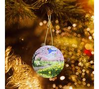 Phayah Cherry Blossoms Trees Pattern Hristmas Ceramic Round Pendant Christmas Tree Ornaments Homefor Gatherings Decoration