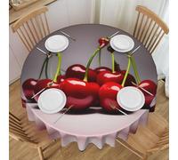 PHAYAH Chilean Cherries Pattern Round Laciness Decorative Tablecloth 60in, Farmhouse Holiday Party Round Tablecloth Living Room Kitchen Decorations