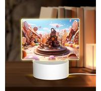 PHAYAH Chocolate World Pattern Night Light Rectangle Led Ligh Base with USB Cable Adjustable 3 Colors for Adults Child Room Bedroom