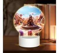 PHAYAH Chocolate World Pattern Night Light Round Led Ligh Base with USB Cable Adjustable 3 Colors for Adults Child Room Bedroom