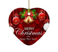 Phayah Christmas Ball Golden Bell Pattern Ceramic Heart Shape Xmas Tree Ornament New Year Home Souvenirs For Gatherings Hanging Decoration