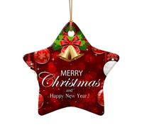 Phayah Christmas Ball Golden Bell Pattern Ceramic Star Shape Xmas Tree Ornament New Year Home Souvenirs For Gatherings Hanging Decoration