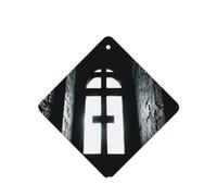 Phayah Church Cross Pattern Lavender Scent Car Aroma Square Hanging Fragrance Tablet Car Interior Fragrance Freshener 4p