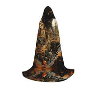 PHAYAH Citadel Pattern Hooded Cloak Cape Witch Halloween Costumes For Cosplay Costume Masquerade Women Men Robe L