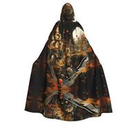 PHAYAH Citadel Pattern Hooded Cloak Cape Witch Halloween Costumes For Cosplay Costume Masquerade Women Men Robe