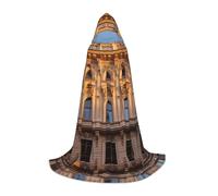 PHAYAH Classical Architecture Pattern Hooded Cloak Cape Witch Halloween Costumes For Cosplay Costume Masquerade Women Men Robe L