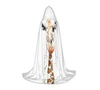 PHAYAH Clever Giraffe Pattern Adult Hooded Cloak For Masquerade Cosplay Halloween Witch Cloak Christmas Party Robe M