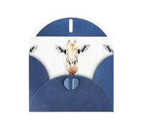 PHAYAH Clever Giraffe Pattern Holiday Cards 10 And Ideal For Christmas, Wedding Anniversaries And Party Invitations Matching Blue Envelopes