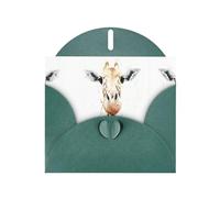 PHAYAH Clever Giraffe Pattern Holiday Cards 10 And Ideal For Christmas, Wedding Anniversaries And Party Invitations Matching Dark Green Envelopes